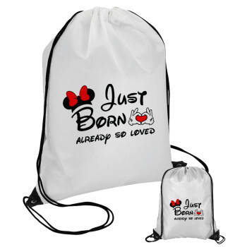 Just born already so loved, Pouch bag with black cords (1 piece)