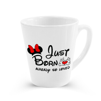 Just born already so loved, Κούπα κωνική Latte Λευκή, κεραμική, 300ml