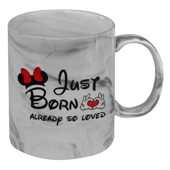 Just born already so loved, Mug ceramic marble style, 330ml