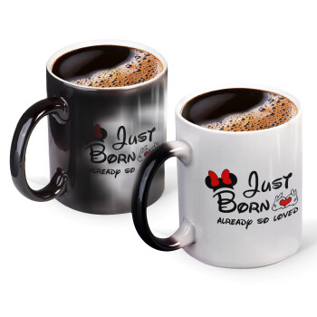 Just born already so loved, Color changing magic Mug, ceramic, 330ml when adding hot liquid inside, the black colour desappears (1 pcs)