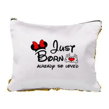 Just born already so loved, Sequin Gold Pouch Cosmetic Bag