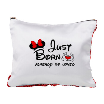 Just born already so loved, Red sequin cosmetic bag