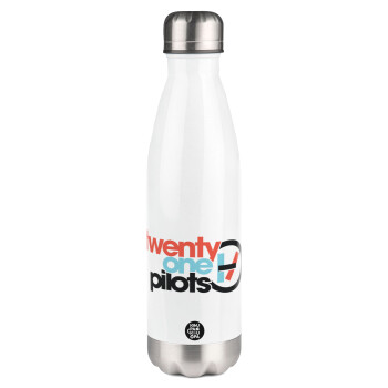 Twenty one pilots, Metal mug thermos White (Stainless steel), double wall, 500ml