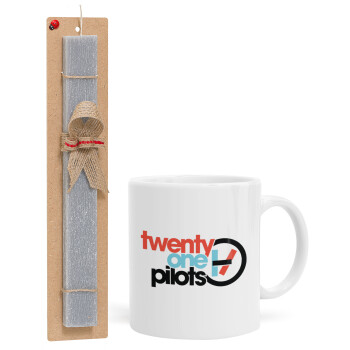 Twenty one pilots, Πασχαλινό Σετ, Κούπα κεραμική (330ml) & πασχαλινή λαμπάδα αρωματική πλακέ (30cm) (ΓΚΡΙ)