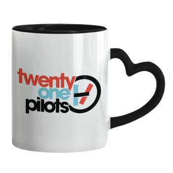 Twenty one pilots, Mug heart black handle, ceramic, 330ml