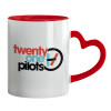 Mug heart red handle, ceramic, 330ml