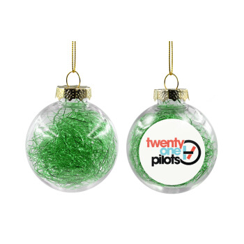 Twenty one pilots, Transparent Christmas tree ball ornament with green filling 8cm