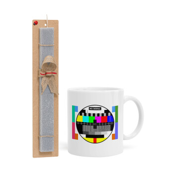 No signal, Easter Set, Ceramic Cup (330ml) & Easter aromatic flat candle (30cm) (GRAY)