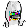 Backpack pouch GYMBAG white, with pocket (40x48cm) & thick cords