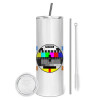 Eco friendly stainless steel tumbler 600ml, with metal straw & cleaning brush