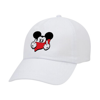 Mickey fuck off, Καπέλο Ενηλίκων Baseball Λευκό 5-φύλλο (POLYESTER, ΕΝΗΛΙΚΩΝ, UNISEX, ONE SIZE)