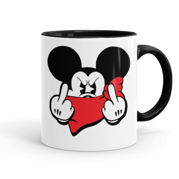 Mickey fuck off, Mug colored black, ceramic, 330ml
