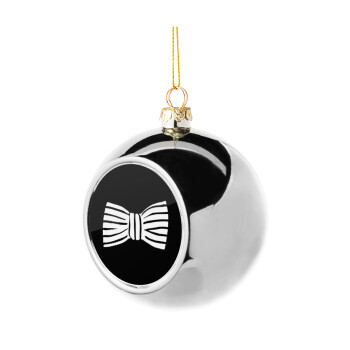 Bow tie, Χριστουγεννιάτικη μπάλα δένδρου Ασημένια 8cm