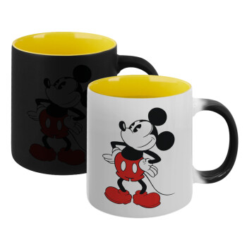 Mickey Classic, Κούπα Μαγική εσωτερικό κίτρινη, κεραμική 330ml που αλλάζει χρώμα με το ζεστό ρόφημα (1 τεμάχιο)