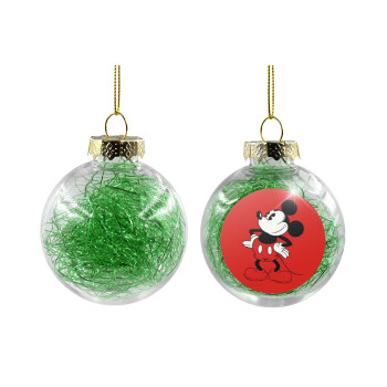 Mickey Classic, Transparent Christmas tree ball ornament with green filling 8cm