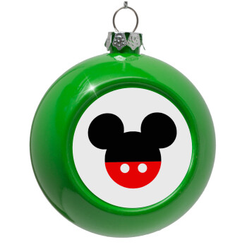 Mickey head, Green Christmas tree ornament bauble 8cm