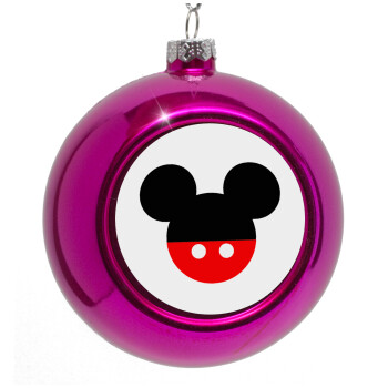 Mickey head, Purple Christmas tree ornament bauble 8cm