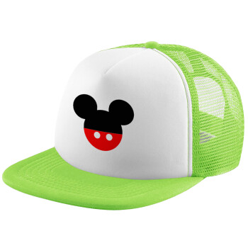 Mickey head, Καπέλο παιδικό Soft Trucker με Δίχτυ ΠΡΑΣΙΝΟ/ΛΕΥΚΟ (POLYESTER, ΠΑΙΔΙΚΟ, ONE SIZE)