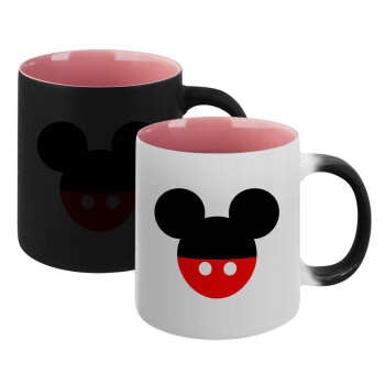 Mickey head, Κούπα Μαγική εσωτερικό ΡΟΖ, κεραμική 330ml που αλλάζει χρώμα με το ζεστό ρόφημα (1 τεμάχιο)