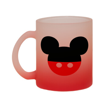 Mickey head, Κούπα γυάλινη δίχρωμη με βάση το κόκκινο ματ, 330ml