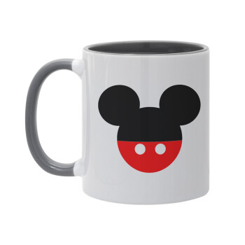 Mickey head, Κούπα χρωματιστή γκρι, κεραμική, 330ml