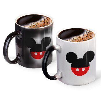 Mickey head, Color changing magic Mug, ceramic, 330ml when adding hot liquid inside, the black colour desappears (1 pcs)