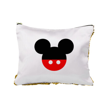 Mickey head, Sequin Gold Pouch Cosmetic Bag