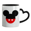 Mug heart black handle, ceramic, 330ml