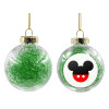 Transparent Christmas tree ball ornament with green filling 8cm