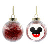 Transparent Christmas tree ball ornament with red filling 8cm