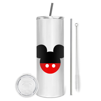 Mickey head, Tumbler ποτήρι θερμό από ανοξείδωτο ατσάλι 600ml, με μεταλλικό καλαμάκι & βούρτσα καθαρισμού