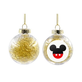 Mickey head, Transparent Christmas tree ball ornament with gold filling 8cm