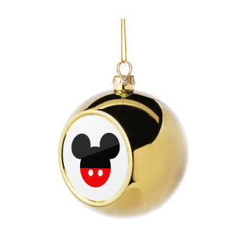 Mickey head, Golden Christmas tree ball ornament 8cm