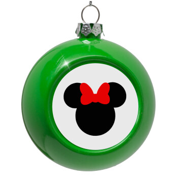 Minnie head, Green Christmas tree ornament bauble 8cm