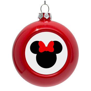 Minnie head, Red Christmas tree ornament bauble 8cm