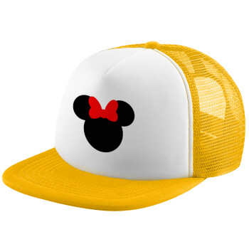 Minnie head, Adult Soft Trucker Hat with Yellow/White Mesh (POLYESTER, ADULT, UNISEX, ONE SIZE)