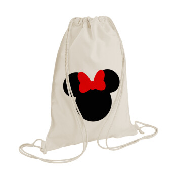 Minnie head, Backpack bag GYMBAG natural (28x40cm)