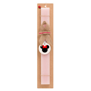 Minnie head, Easter Set, wooden keychain & scented flat Easter candle (30cm) (PINK)