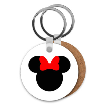 Minnie head, Μπρελόκ Ξύλινο στρογγυλό MDF Φ5cm