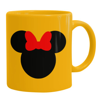 Minnie head, Ceramic coffee mug yellow, 330ml