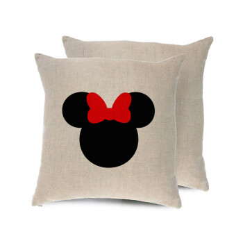 Minnie head, Μαξιλάρι καναπέ ΛΙΝΟ 40x40cm περιέχεται το  γέμισμα