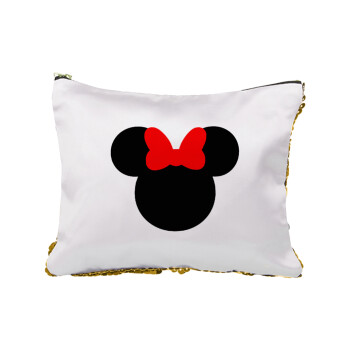 Minnie head, Sequin Gold Pouch Cosmetic Bag