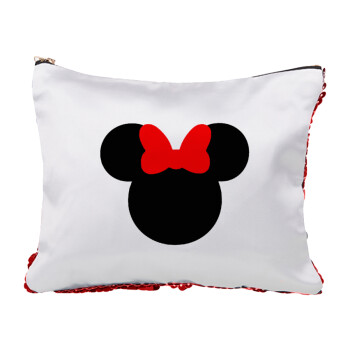 Minnie head, Τσαντάκι νεσεσέρ με πούλιες (Sequin) Κόκκινο