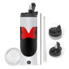 Travel Tumbler θερμό με διπλό καπάκι, μεταλλικό καλαμάκι και βούρτσα καθαρισμού (Ανωξείδωτο 304 Food grade, BPA free, 600ml)