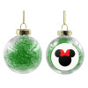 Transparent Christmas tree ball ornament with green filling 8cm