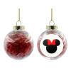 Transparent Christmas tree ball ornament with red filling 8cm