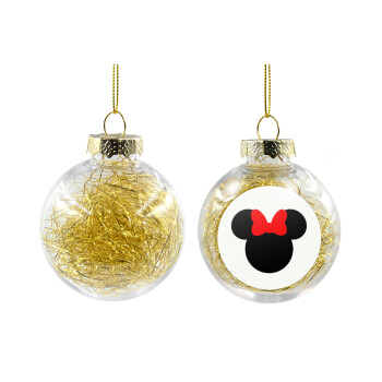 Minnie head, Transparent Christmas tree ball ornament with gold filling 8cm