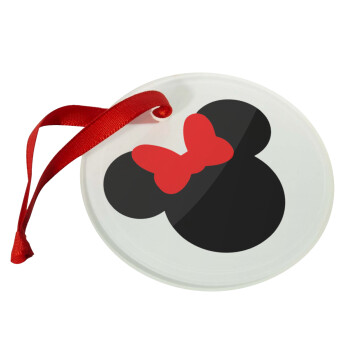 Minnie head, Χριστουγεννιάτικο στολίδι γυάλινο 9cm