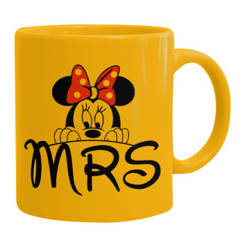 Minnie Mrs, Ceramic coffee mug yellow, 330ml (1pcs)