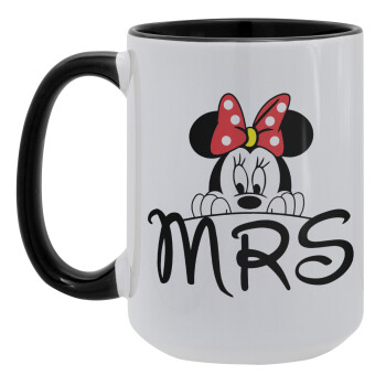 Minnie Mrs, Κούπα Mega 15oz, κεραμική Μαύρη, 450ml